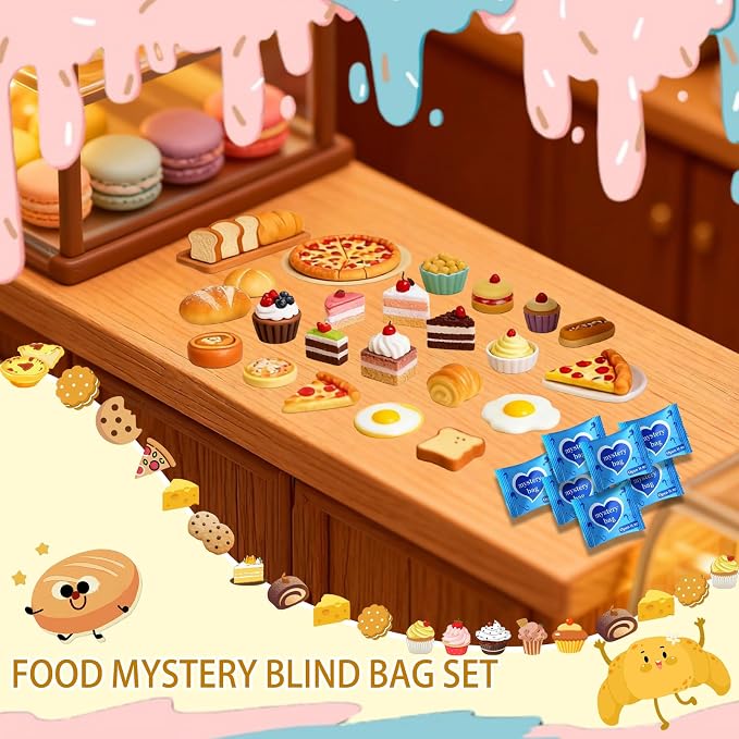 Mini Glow In The Dark Animal Resin Models, Resin Animals Mystery Bags, Individually Wrapped Blind Bags Tiny Animal Figurines, Collectible Mini Animals For Fairy Garden, DIY Crafts (50, Food)