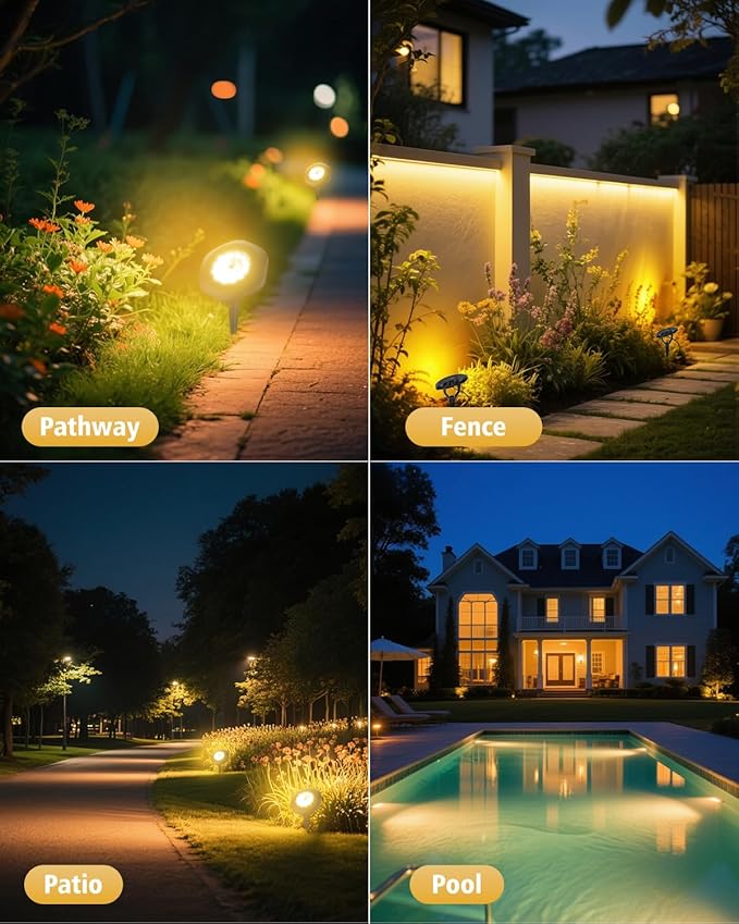 CORESLUX Solar Spot Lights Outdoor Waterproof IP68, 3-in-1 LED Warm Light Solar Landscape Lights, 2 Light Modes Pond Lights Landscape Path Lights for Outside Garden Yard Pond Pathway