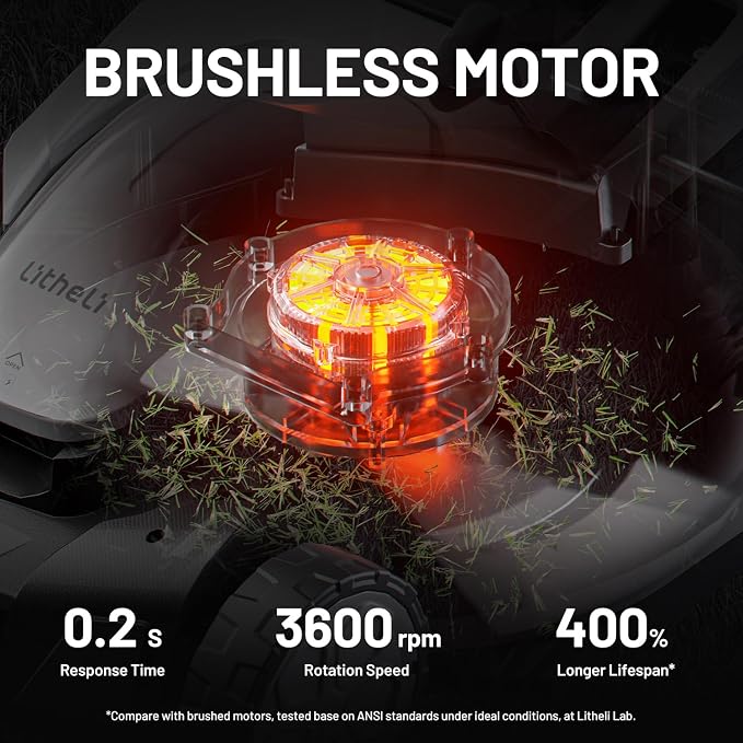 Litheli 18-inch 40V(2x20V) Brushless Lawn Mower for Garden Yards, Lightweight Cordless Lawn Mower Battery Powered with 6-Position Height Adjustment, 2x4.0Ah Battery Include