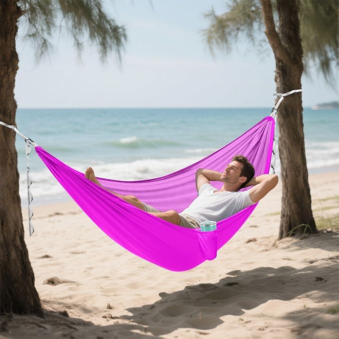 Purple 330lb Capacity Camping Hammock with Hanging Rope Backyard Hammock for Outside Patio Garden hamaca con Base para adultos