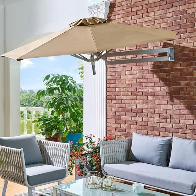 Wall-mounted Shading Umbrellas Sunshade With Adjustable Pole Outdoor Garden Patio Parasol Suitable For Gardens Courtyards Balconies Etc