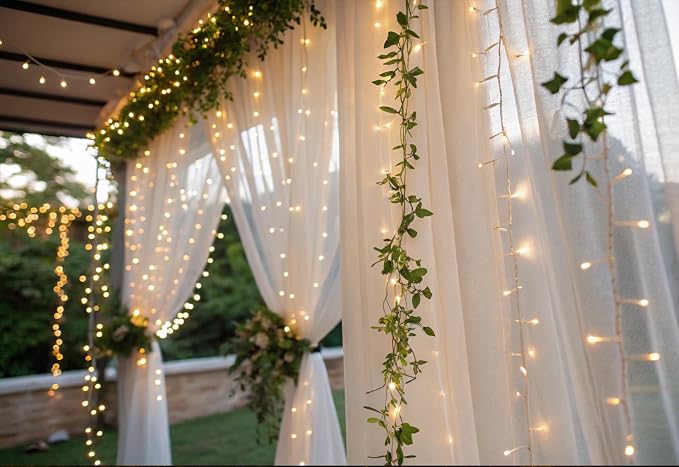 Solhice LED Curtain Lights Outdoor 50ft x10ft, 1000 LED Plug in Hanging String Lights Indoor Bedroom, Twinkle Light Backdrop for Outside Wedding Decor, Warm White (Not Connectable)