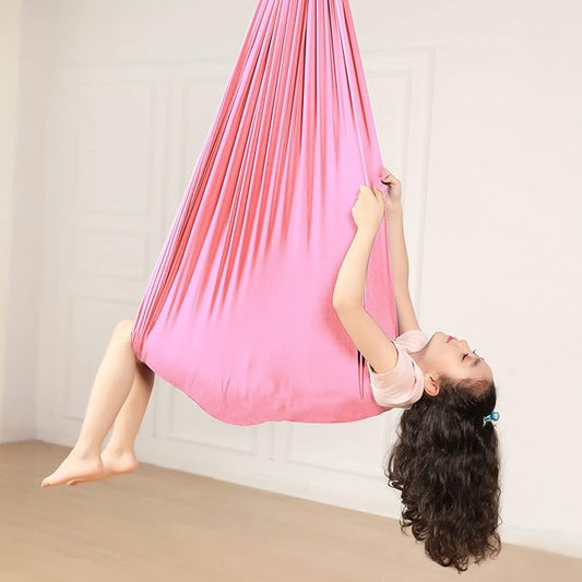 Kids Sensory Therapy Swing Children's Swing Hammock Elastic Cuddle Hammock Indoor Hanging Chair for Boys Girls with Special Needs Autism ADHD SPD Asperger's Sensory Integration (Pink)