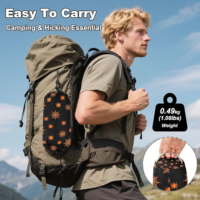 Hammocks for Outside Orange Spiderwebs Camping Hammock Portable Hammocks with Tree Straps and Carry Bag Camping Accessories for Hiking Beach Outdoor