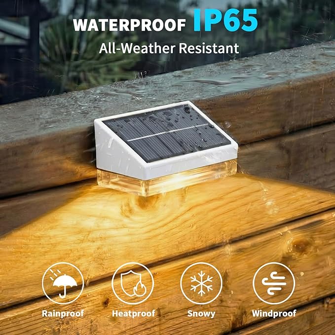 NIORSUN Solar Fence Lights 12 Pack, Outdoor Solar Lights with 3 Color Temperatures, IP65 Waterproof Wide-Angle LED Lighting for Fence, Patio, Yard, Deck, Wall, Garden (White)