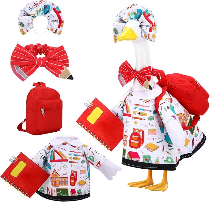 Porch Goose Outfit Summer Hawaiian Fishing Porch Goose Outfit Clothes Costume for 23 In Statue Garden Yard Decor