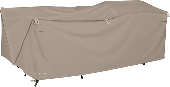 Classic Accessories Storigami Water-Resistant 100 Inch Easy Fold Patio Furniture Cover, Goat Tan, Patio Furniture Covers
