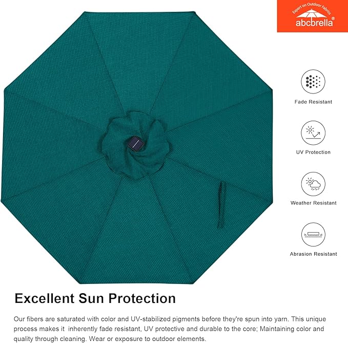 ABCCANOPY OLEFIN® 5-Year No Fading Patio Umbrella with Solar Lights (Turquoise)
