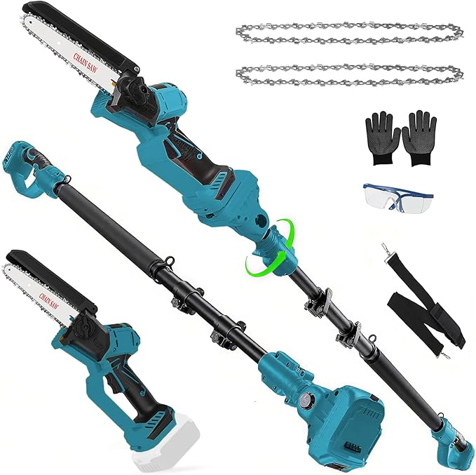 2-in-1 Cordless 6 Inch Pole Saw, Brushless Pole Chainsaws Compatible with Makita 18V Battery (No Battery), with 8.5 FT MAX Extension Pole for Tree Branches Pruning, Wood Cutting