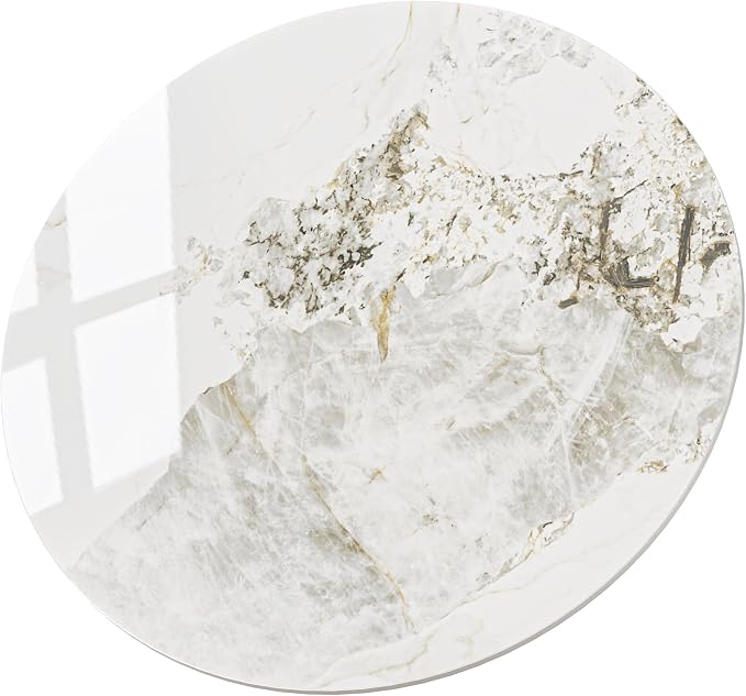 39.3" Round Ivory Sintered Stone Table Top - Heat Resistant Waterproof for Dining Table, Office Desk, Bar, Patio