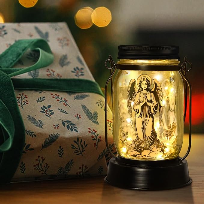 Guardian Angel Gifts for Women/Men Angel Praying Solar Lantern Mom Birthday, Mothers Day, Christmas Gifts,Sympathy Solar Lantern Garden Decoration Outside for Yard, Patio,Backyard,Porch, Torches