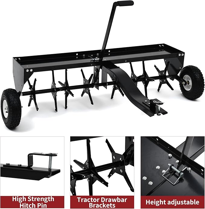 YITAMOTOR 40" Tow Behind Lawn Plug Aerator with Universal Hitch; Designed to Pull Behind Lawn & Garden Tractors