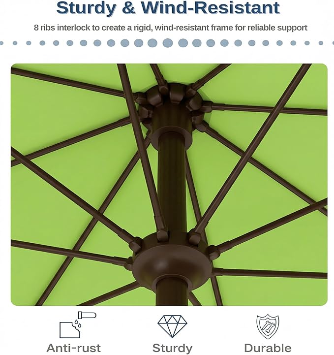 PatioKingdom 10FT Patio Umbrella with Push Button Tilt and Crank, Outdoor Market Umbrella with 8 Fiberglass Ribs, UV Protection Table Umbrella for Pool,Backyard,Garden,Deck