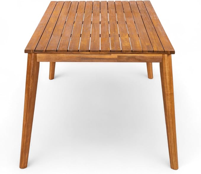 Christopher Knight Home Alina 70.8" Farmhouse Patio Acacia Wood Dining Table, Indoor and Outdoor Dining Room Table for 4-6 People, Rectangular Outdoor Furniture for Backyard/Garden, Natural