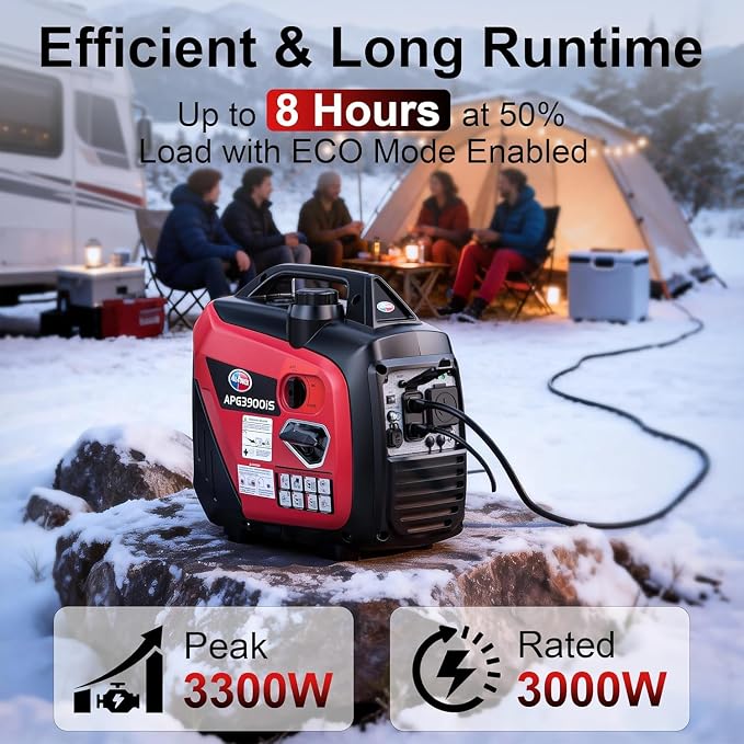 All-Power 3300W Portable Inverter Generator – Quiet Small Gas-Powered Generator with ECO Mode, CO Sensor, Ideal for Camping, Home Use Emergency Backup