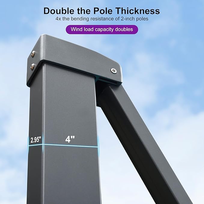 PURPLE LEAF 11 FT Square Patio Umbrella Large Cantilever Outdoor Aluminum Offset Umbrella with 360-degree Rotation for Garden Deck Backyard Pool, Grey