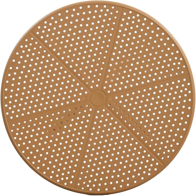 Christopher Knight Home Elshore Patio Bistro Table, Outdoor Plastic Round Table with Pedestal Base, Compact Bistro Table for Garden/Balcony/Poolside, Modern Coffee Table, Accent Table, Brown Yellow