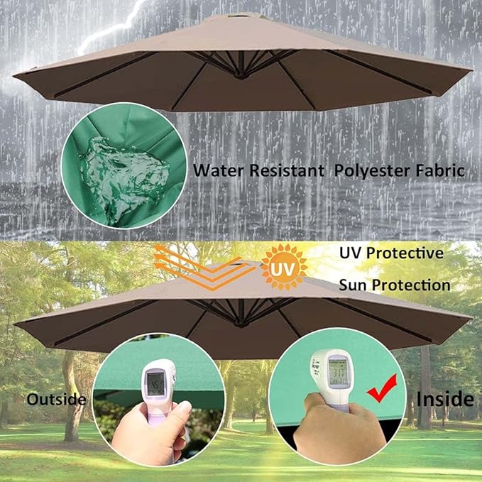 Patio 10FT Umbrella Replacement Canopy Garden Sun Umbrella Replacement Cloth With 6 Ribs/8 Ribs For Outdoor Backyard Pool Umbrellas Cantilever Parasols Replacement Covers