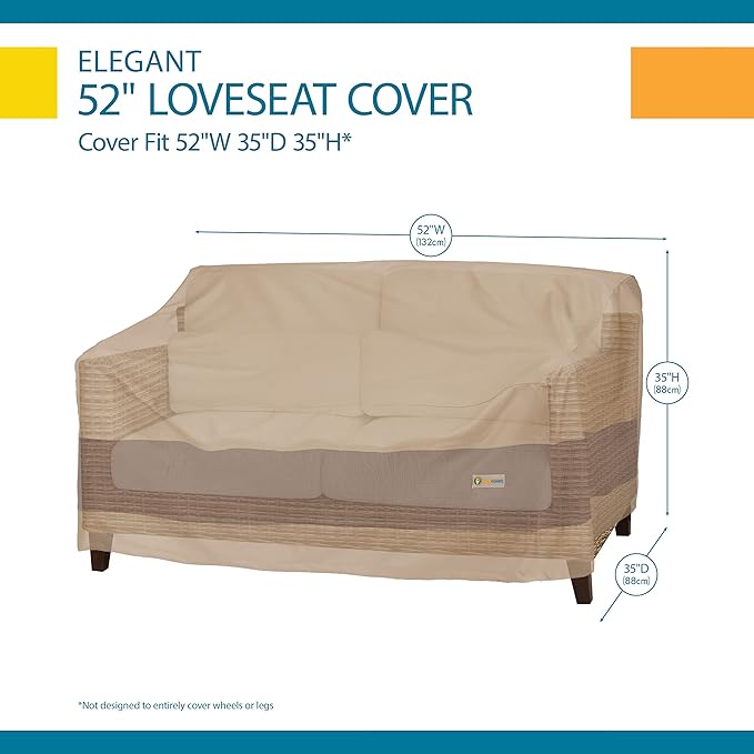 DUCKCOVERS Elegant Waterproof 52 Inch Patio Loveseat Cover, Patio Furniture Covers