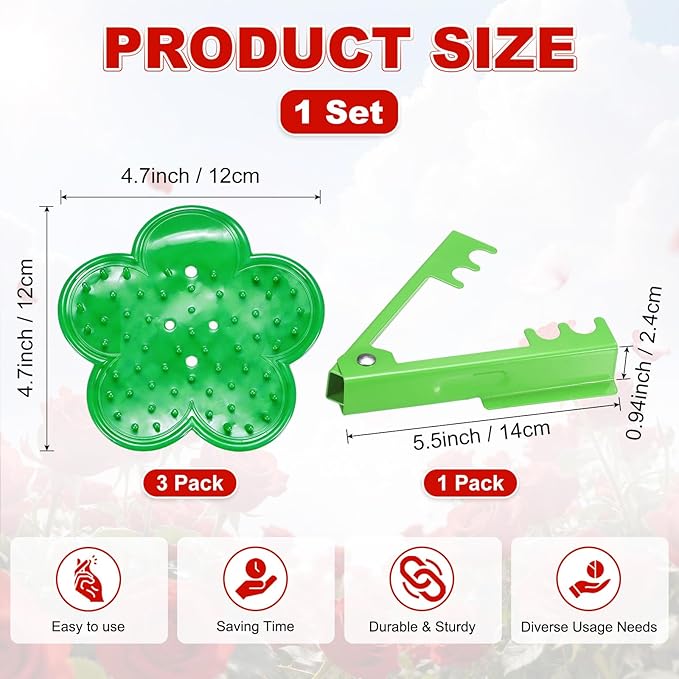 M METERXITY 1-Set Rose Thorn Stripper Tool, Plastic Metal Rose Stem Leaf Thorn Stripper for Bouquets Pruning Branches/Floral Arrangement, Flower Stripping Tool Remove Kit [Green]