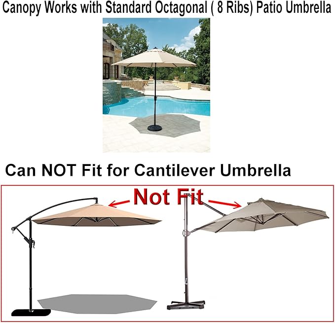 11ft Patio Umbrella Replacement Canopy Market Umbrella Top Outdoor Umbrella Canopy with 8 Ribs