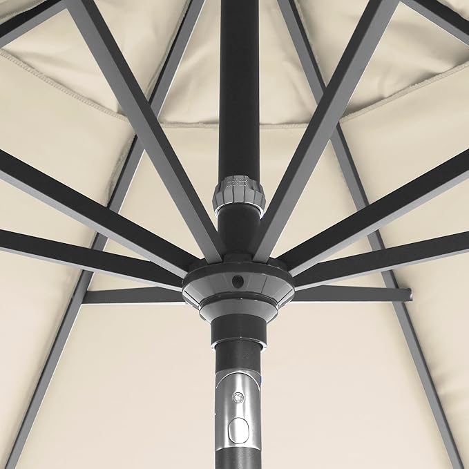 California Umbrella 12-Year-Non-Fading, 9Ft Premium Sunbrella Patio Umbrella, Hand-Crank, Button-Tilt, Gray Frame, Canvas Fabric