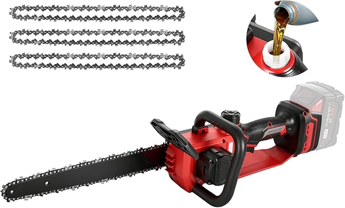 12 Inch Brushless Chainsaw Cordless for Milwaukee 18V Battery, Handheld Electric Chain Saw with 3 Chains, Tool-free Chain Tension and Auto Oiling for Wood Cutting Tree Trimming (Battery Not Included)