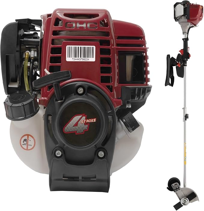 Gas Powered Edger Weed Eater 35.88CC 2 Blade Heads, 4 Stroke Cordless Lawn Edger Gas String Trimmer with Handle & Shoulder Strap for Garden Lawn Grass Trimmer