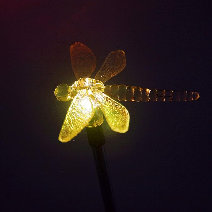 CANDLE CHOICE Solar Powered Landscape LED Lights Outdoor Waterproof Color Changing Garden Stake Lights for Outside Yard Lawn Flowerbed Plant Path Christmas Decorations Figurine Dragonfly 2 Pack