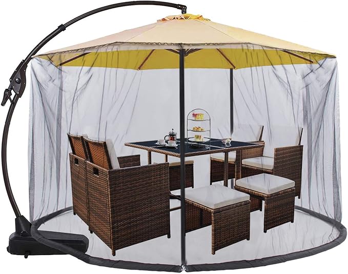 Umbrella Net, Fits 9-11 ft Umbrellas, Mosquito Netting Table Screen for Outdoor Patio