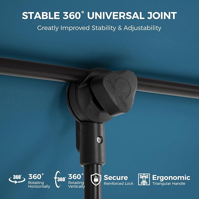 HOMSHADE 6x4ft Outdoor Balcony Umbrella - Flat Porch Pool Patio Umbrella Rectangular Canopy Shade UPF50+ UV Protection 360° Rotating & Tilting All Angles Applicable (Peacock Blue, No Base)
