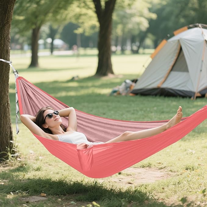 Watermelon Red 330lb Capacity Camping Hammocks with Hanging Rope Hanging Hammock for Outside Patio Garden hamacas para adultos con soporte