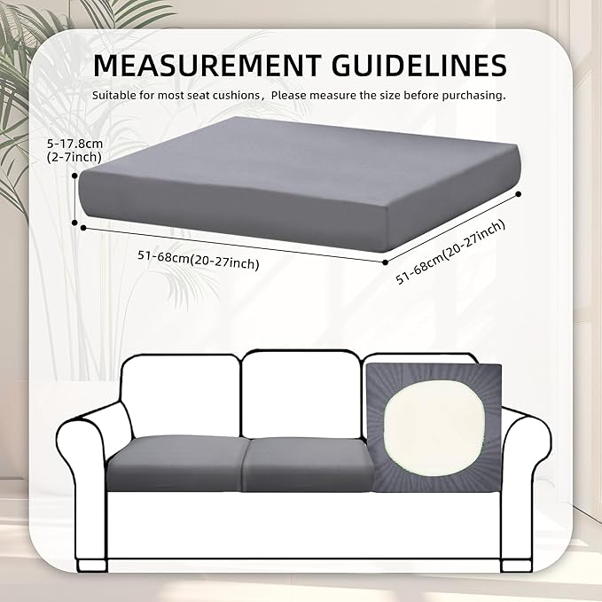 BIETYONE 8Pcs Stretch Patio Cushion Covers,Outdoor Couch Covers Replacement,Outdoor Couch & Sofa Slipcovers,for Patio Furniture Cushion Covers,Washable Reusable Furniture Protector (Gray, Cover Only)