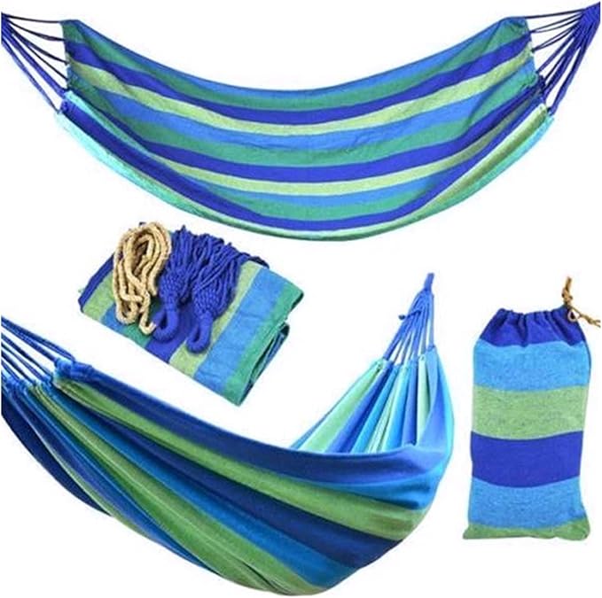 Hanging Chair Swing 280 * 80cm Striped Hammock for 2 Persons, Outdoor Air Bed, Thick Canvas Hanging Bed, Sleeping Swing Hammock, Camping and Hunting Hammock (Color : Red)