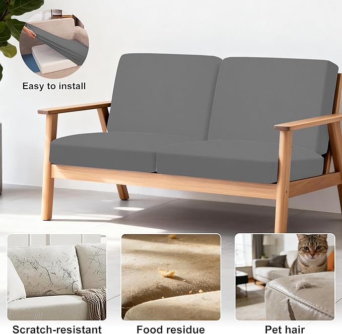 BIETYONE 4Pcs Patio Stretch Cushion Covers,Outdoor Sofa Replacement Cover Slipcovers for Patio Furniture Cushion Covers, Washable Reusable Furniture Protector