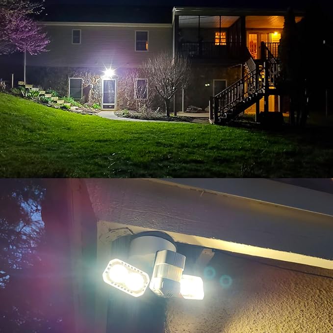 SANSI 28W 3500LM Motion Sensor Outdoor Lights, Flood Lights Outdoor Motion Sensor Security Lights Detector with 4 Mode 350W Equiv 5000K, IP65 Waterproof for Soffit, Garage, Yard (White) Hardwired