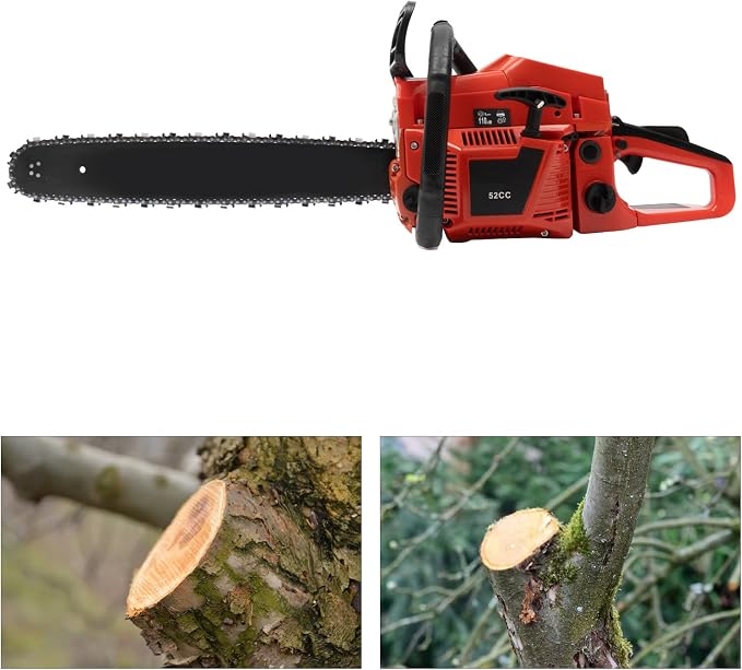 Chainsaw Gas Powered 52cc 20 Inch Chain Saw, 2 Stroke Handheld Cordless Petrol Chainsaws With Fuel Tank, Heavy Duty Chainsaw For Wood Trees Cutting Garden Farm Ranch Home