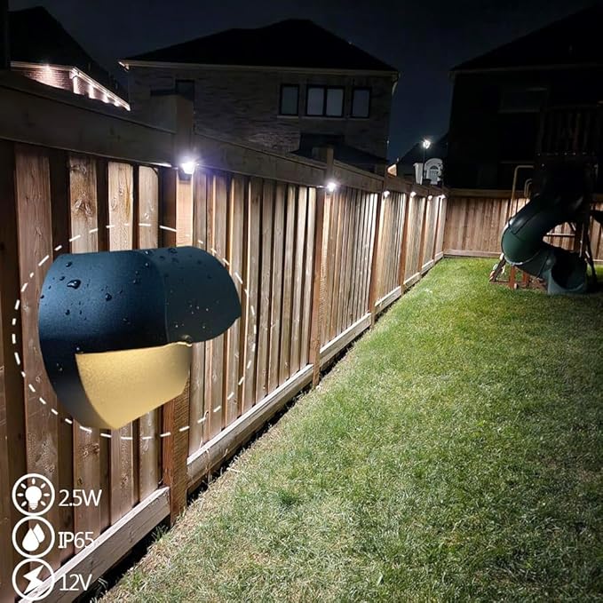 Arrownine Landscape Lighting Cast Aluminum 2.5W Deck Lights Low Voltage Railings Lights Outdoor Patio Step Light,Post Stair Fence Lighting Warm White Water Resistant IP65,Black Finish 3-Pack