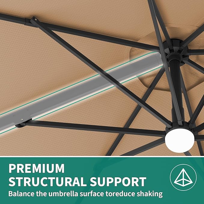 Garvee Cantilever Patio Umbrella 10ft Large Round Umbrella Outdoor Market Umbrellas 360°Rotation Offset Hanging Outdoor Shade for Patio