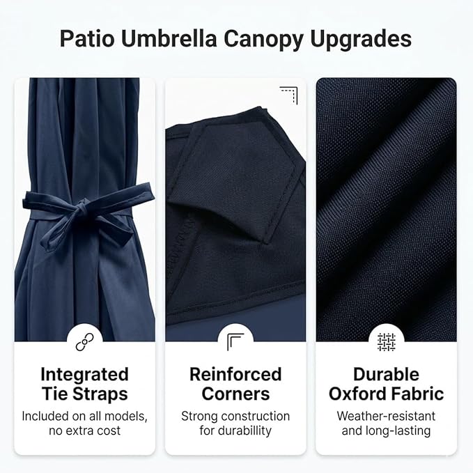 Outdoor Umbrella Replacement Canopy, Patio Umbrella Replacement Top Cover, Outdoor Umbrella Replacement Cloth, 6.5-13.1ft Waterproof UV-Resistant Fabric, for Garden Pool, Canopy Only