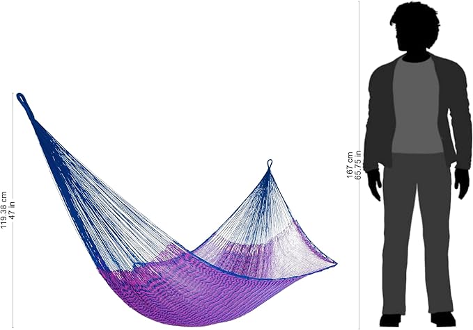 NOVICA Blue Fuchsia Pink Hand Woven Nylon Mayan 1 Person Rope Hammock With Hanging Accessories, 'Iridescent Tropics' (Single)