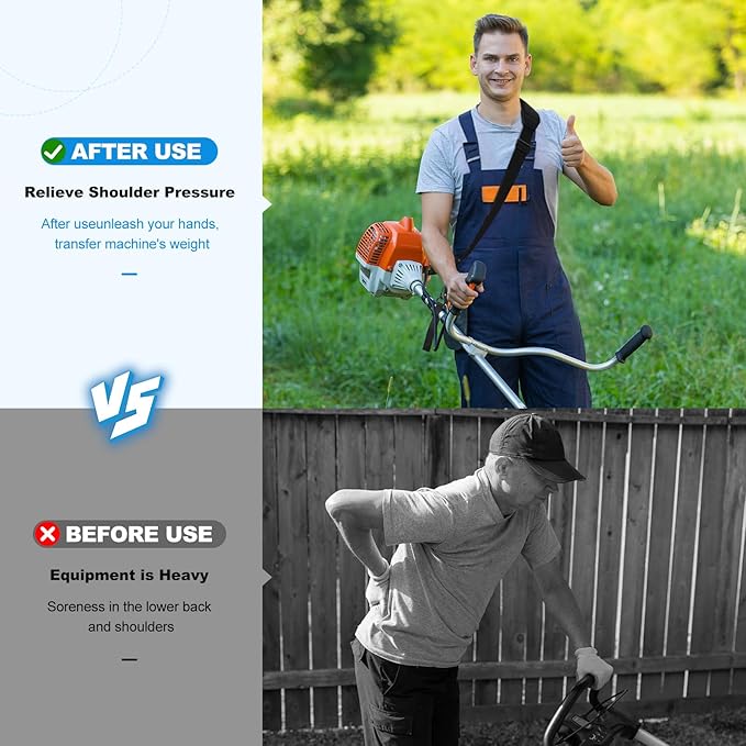 FIEIL Shoulder Strap for Weed Eater, Trimmer Shoulder Strap with Thicken 3D Air Cushion, Not Easy to Slide, Weed Eater Harness Compatible with String Trimmer & Leaf Blower (Reduced Stress)