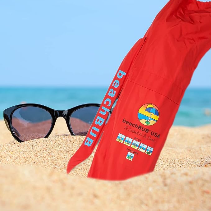 BEACHBUB Beach Umbrella Bag - Waterproof & Foldable Beach Bag for Umbrellas with Wide Padded Shoulder Strap & Molded Carry Handle