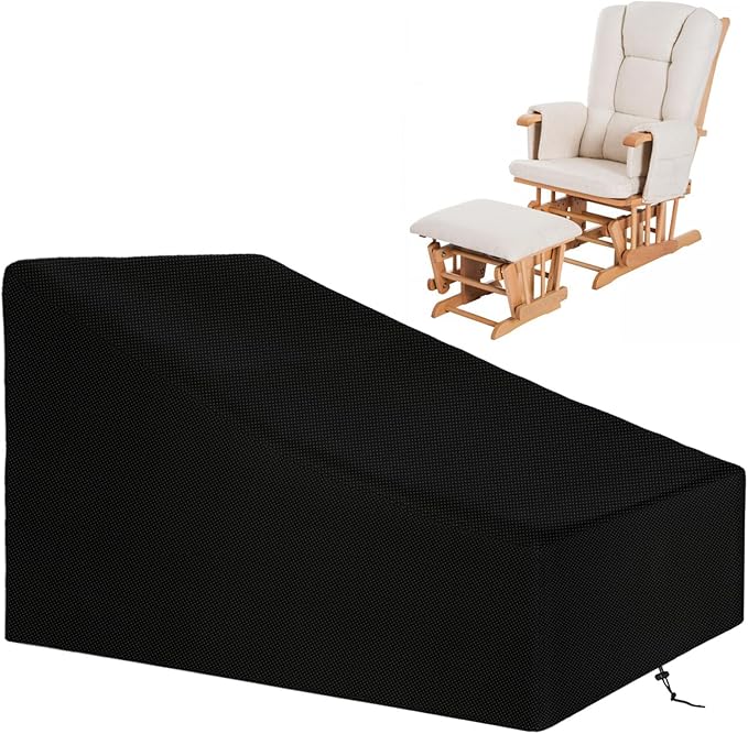 Glider Rocking Chair Cover, Glider Recliner Cover with Drawstring, 420D Heavy Duty Oxford Fabric, Waterproof/Dustproof (55*33.5*20/41.5,Black)