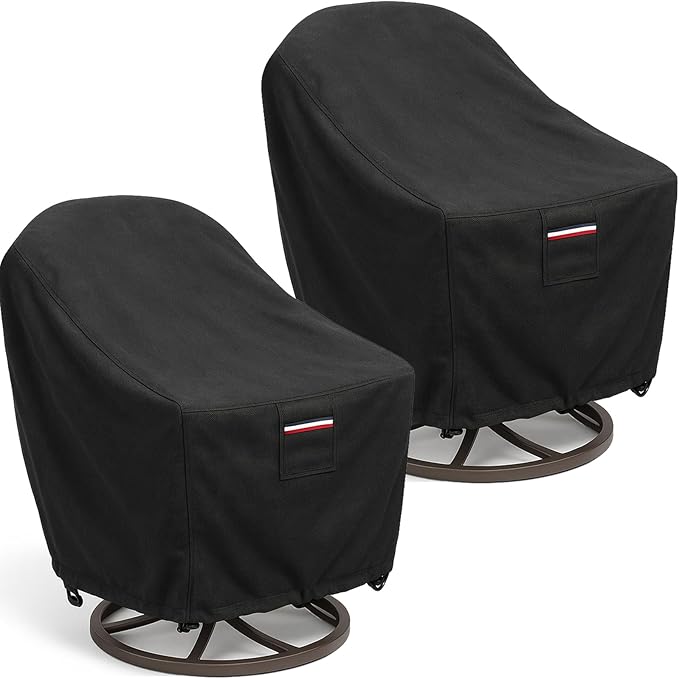 Waterproof Patio Chair Covers, 33W x 35D x 36H inches Heavy Duty Outdoor Furniture Protection Cover Weather Resistant 600D Oxford 2-Pack, Black