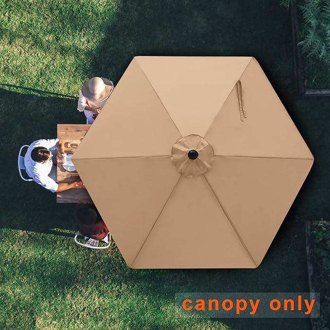 MASTERCANOPY Patio Umbrella 7.5 ft Replacement Canopy for 6 Ribs-Beige Canopy Only