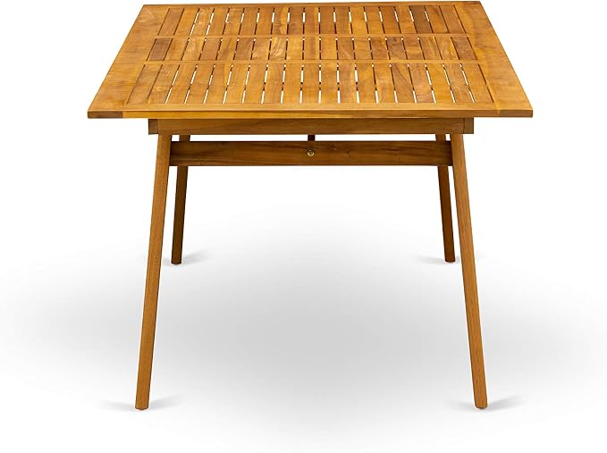 East West Furniture DECM5CWNA 5 Piece Outdoor Patio Dining Sets Includes a Rectangle Acacia Wood Table and 4 Folding Side Chairs, 40x72 Inch, Natural Oil