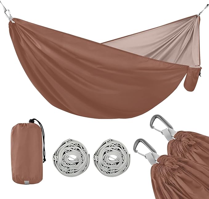 Brown 330lb Capacity Outdoor Hammock with Portabl Carry Bag Rope Hammock for Outside Patio Backyard Poolside Base para hamacas para adultos