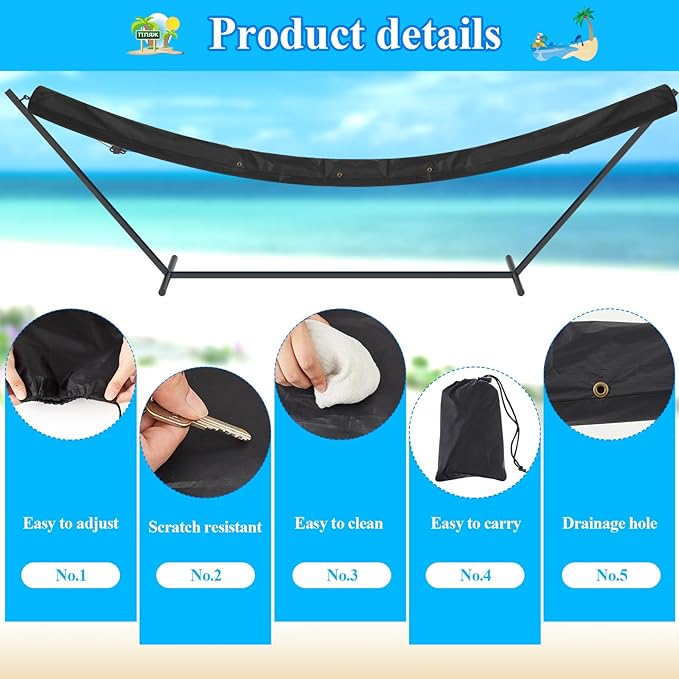 Extra Long Waterproof Hammock Sleeve Protector 16 ft Lightweight and Compact Camping Hammock Storage and Cover, Black (Cover Only)