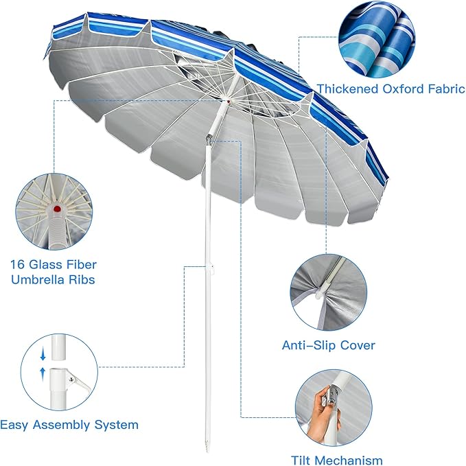 Giantex 8 Ft Beach Umbrella